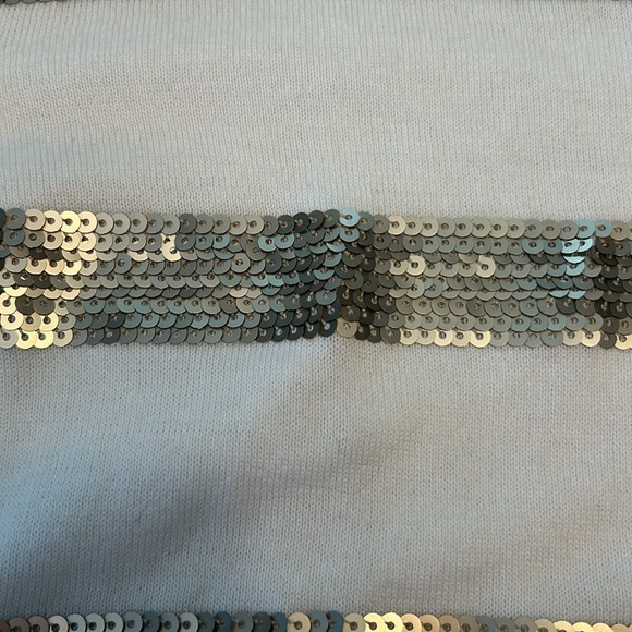 Lands End Cardigan. 3X. Cream with golden sequin stripes. - Picture 4 of 11
